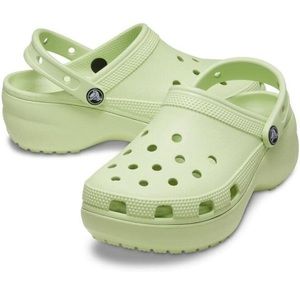 CROCS platform wedge lime green size 9